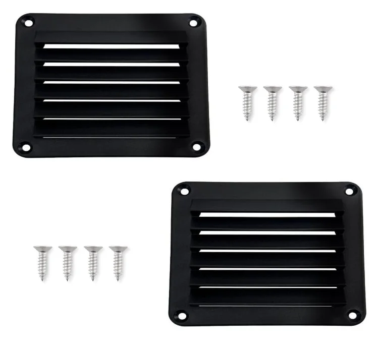 Black Nylon Ventilation Grille Square Shape for Marine Air Vent Outlet Louver 140mm x 123mm Sturdy Lightweight Build
