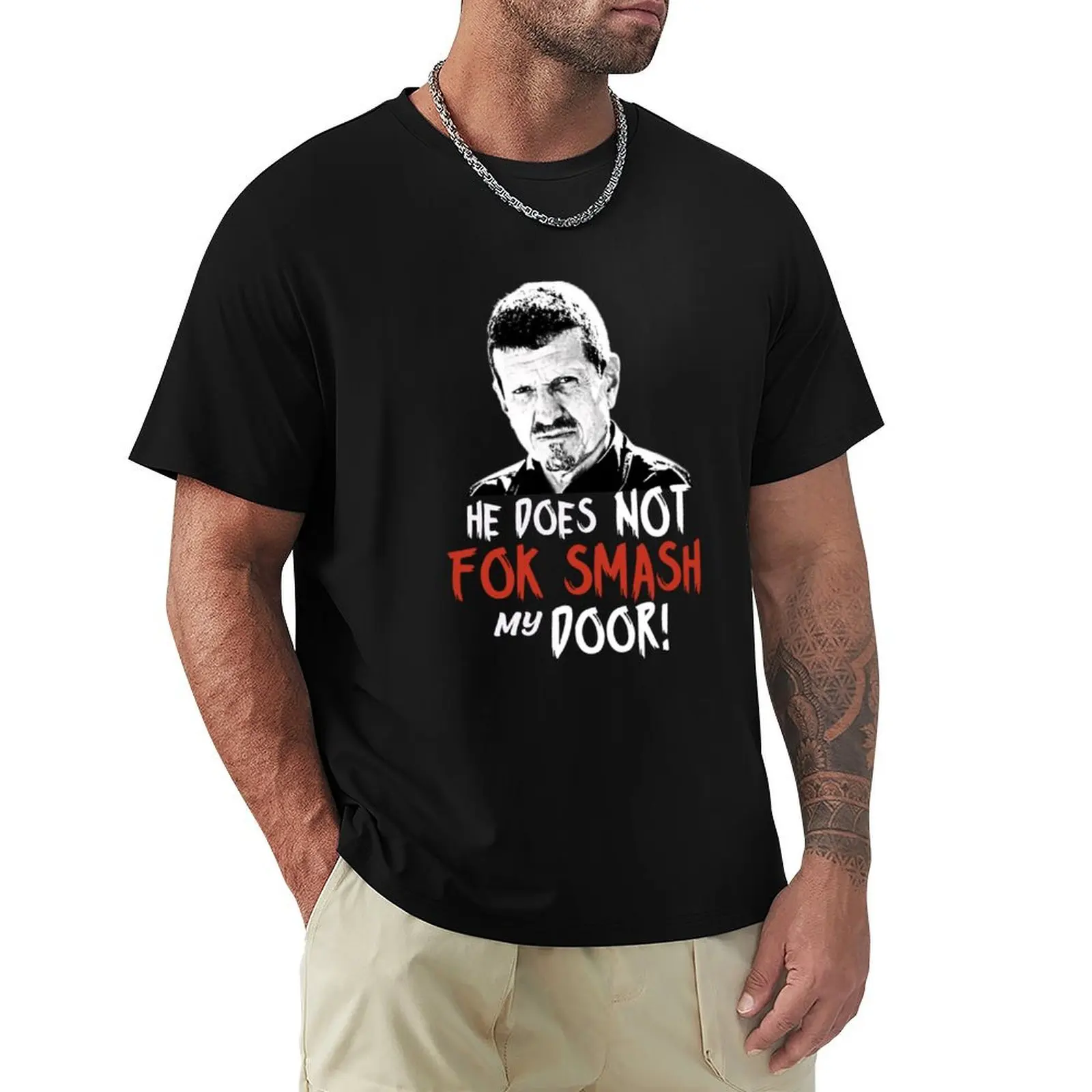 Gunther Steiner, camiseta con estampado All Match de manga corta del Reino Unido, con la frase: "No me llames 'smash my door'".