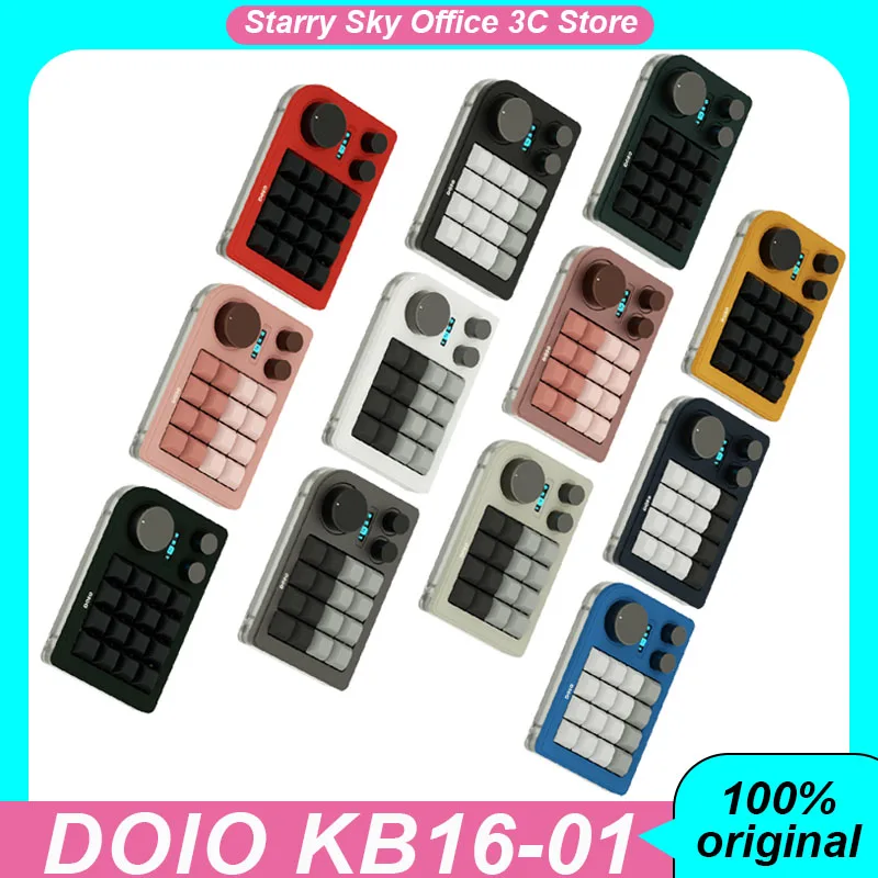 

Doio Kb16-01 Mechanical Mini Keyboard Three Knobs 16keys OLED screen XDA key cap CNC upper shell Dual Mode RGB Portable Keyboard