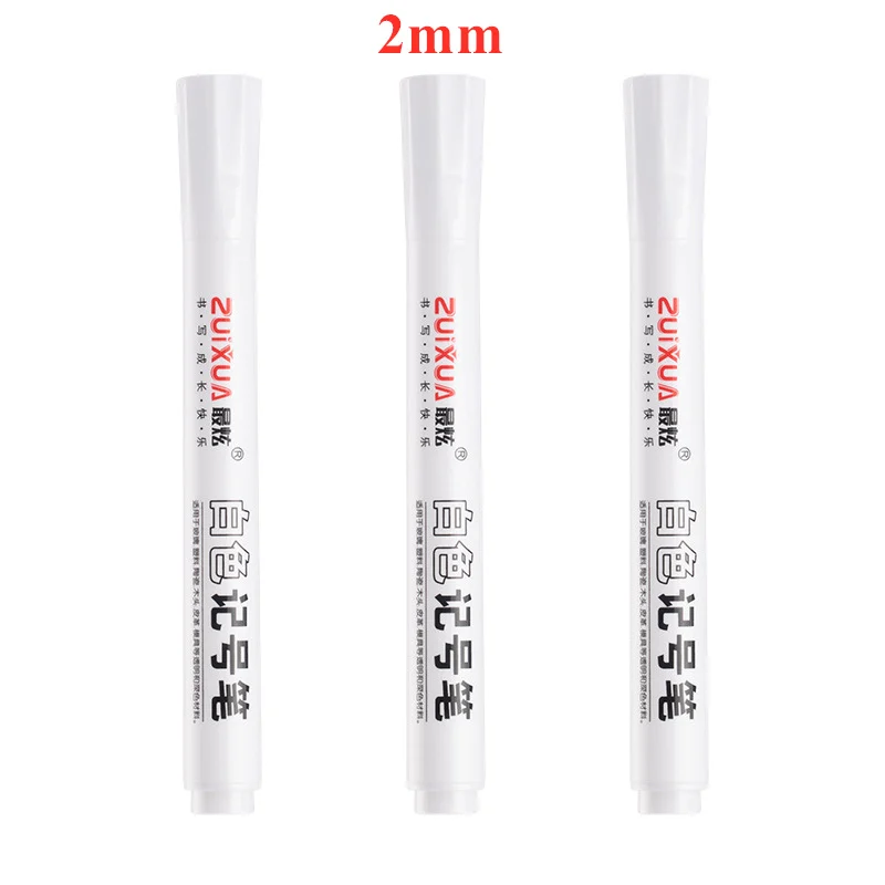 1/3/5 Stück weiße Markierungsstifte, 1,0 mm, 2,0 mm, schnell trocknend, permanent, ölig, wasserfest, Farbe, Reifenmarkierungen, Graffiti-Stifte