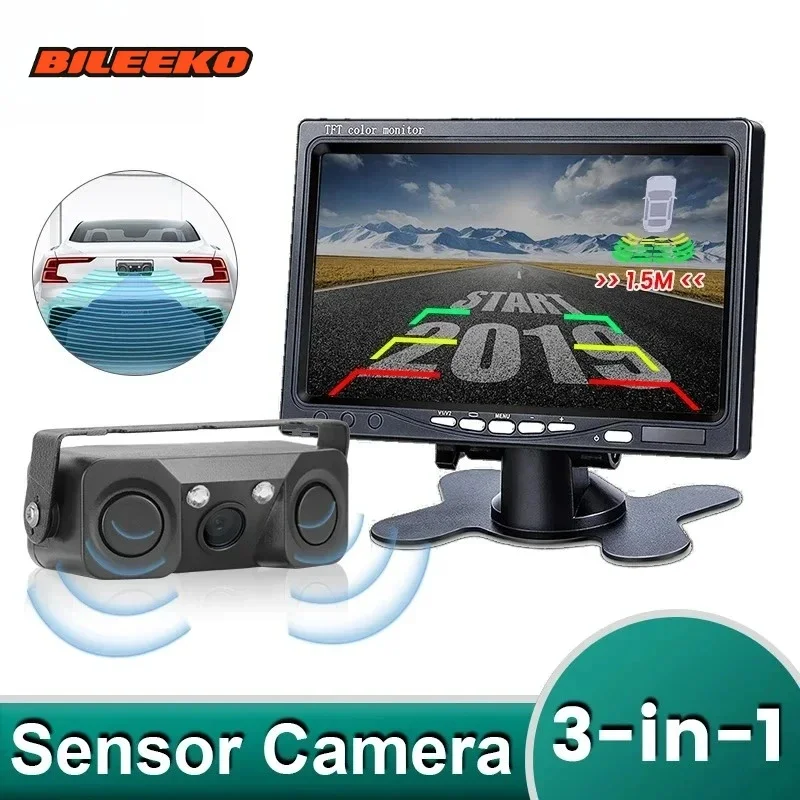 

Bileeko 3-in-1 Radar Parking Sensor Kit - LED Parktronic Display, Backup Monitor & Reversing Camera with Alarm