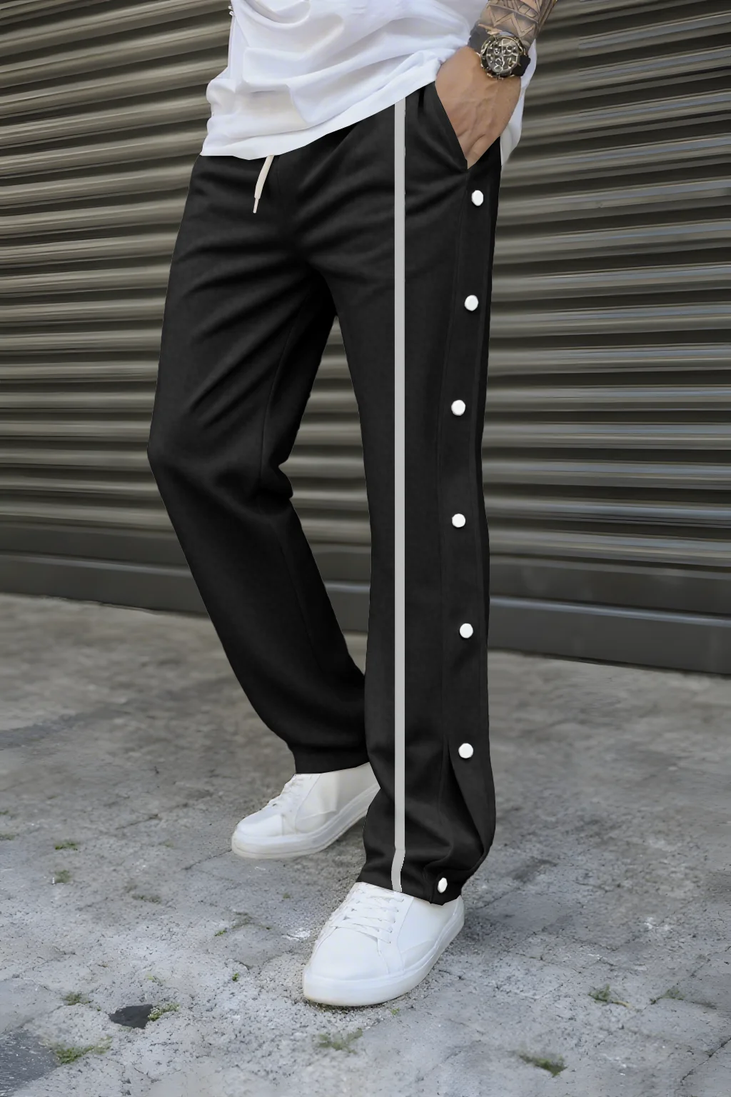 NewMen'strousers-Spring/autumn Casual Sportswear Pants-Fashionable Striped Design-Side Button Decoration-High street Men's Pants