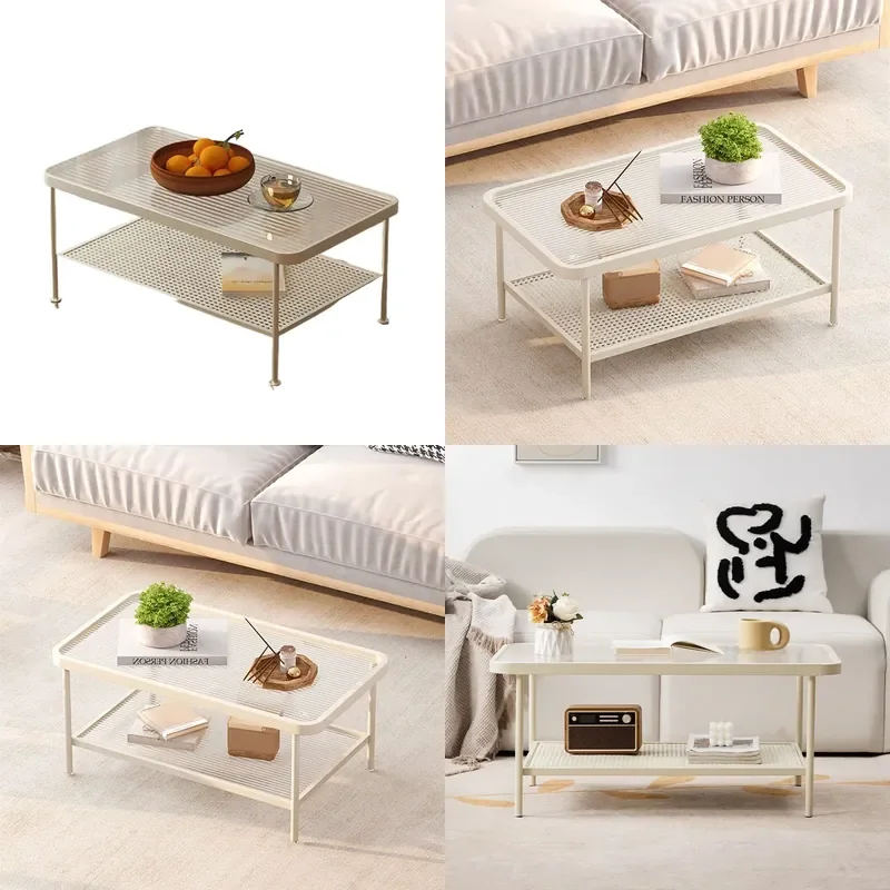 for Cream wind living room glass coffee table small apartment household modern simple tea table rental house square