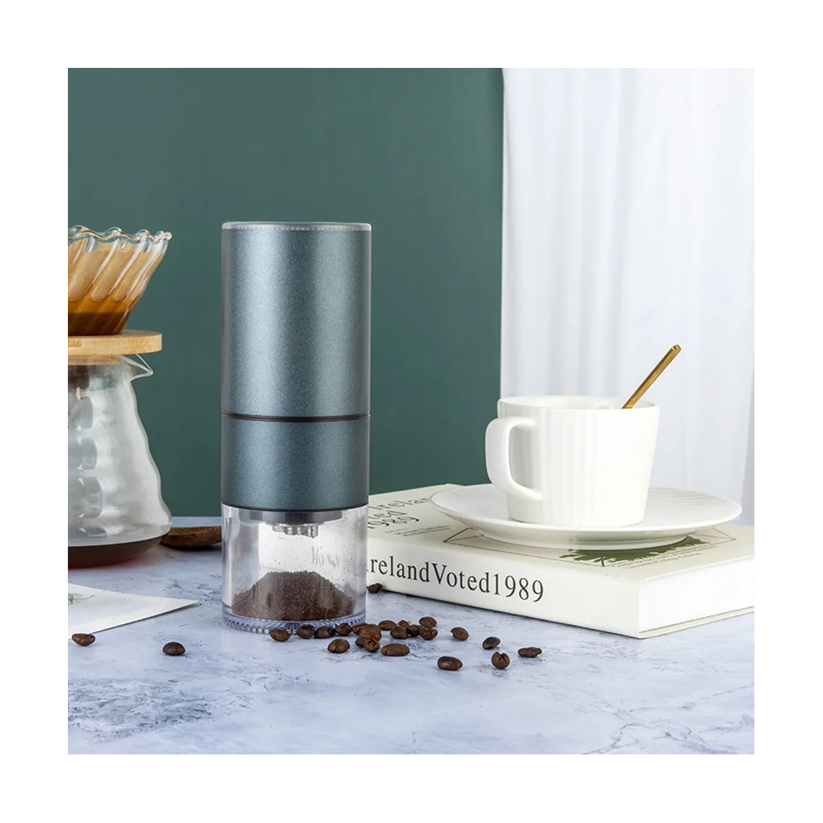 Portable Electric Coffee Grinder TYPE-C USB Charge Stainless Steel Coffee Beans Grinder for Espresso/Drip/Cold Brew-B