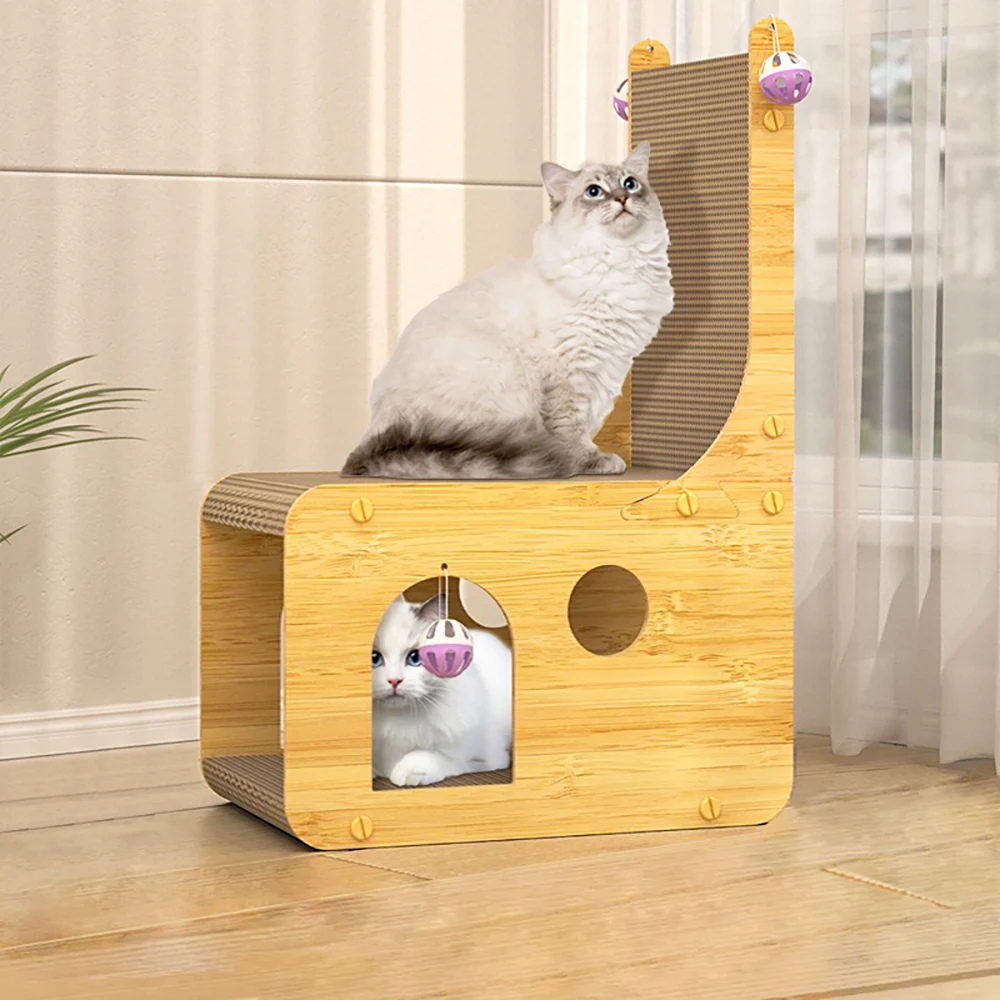 L-Shaped Cat Scratching Post Integrated Cat Scratching Board Cat Nest Thickened Wear-Resistant Cat Scraper Furniture Train Toy