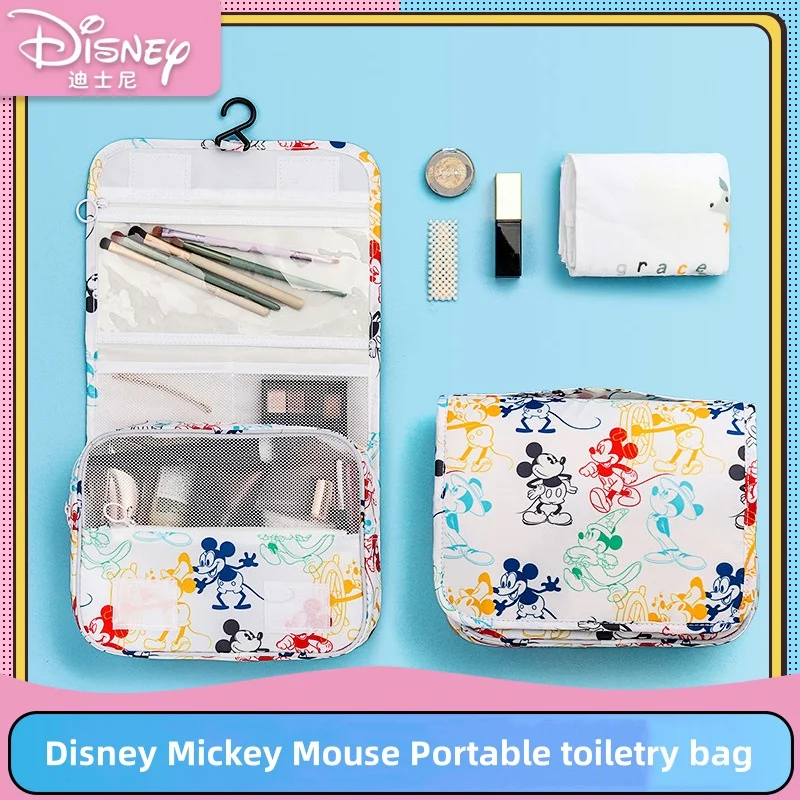 Borsa cosmetica Disney Mickey Mouse borsa da toilette portatile di grande capacità Cartoon nuova borsa multifunzionale per esterni