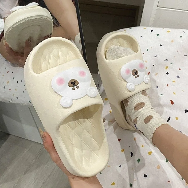 Pantofole da donna Comode e morbide Pantofole da casa con suola spessa Moda Simpatico orsacchiotto Stile Anti scarpe da donna Zapatos Mujer