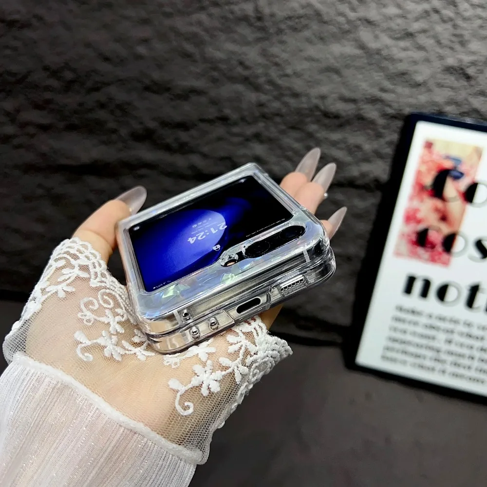 Luxury High Quality Glitter Dream Shell Phone Case for Samsung Galaxy Z Flip 7 6 5 4 3 Hard PC Shockproof Protection Back Cover