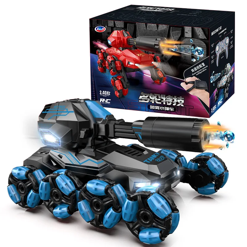 Eight-wheeled remote control tank drifting can fire water bombs gesture induction four-wheel drive off-road climbing firelight toy