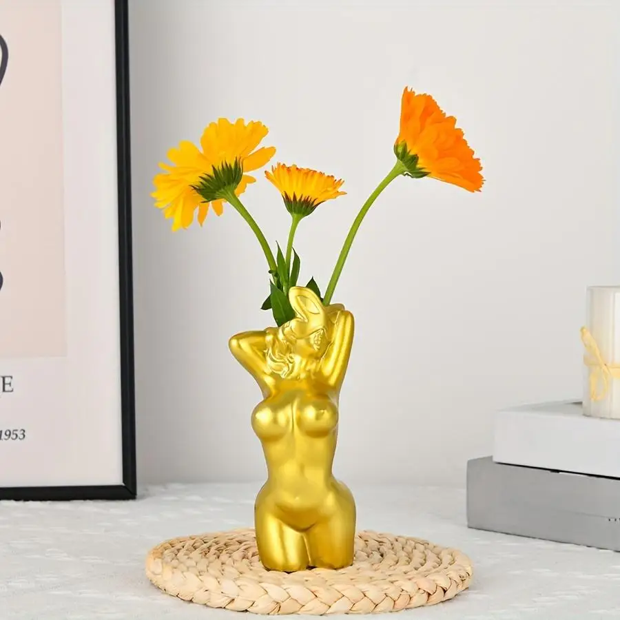 Women's Body Vase, Women's Curvy Vase, Unique Strip Look, Decorative Vase, Creative Flower Vase, Modern Bohemian Home Decoration