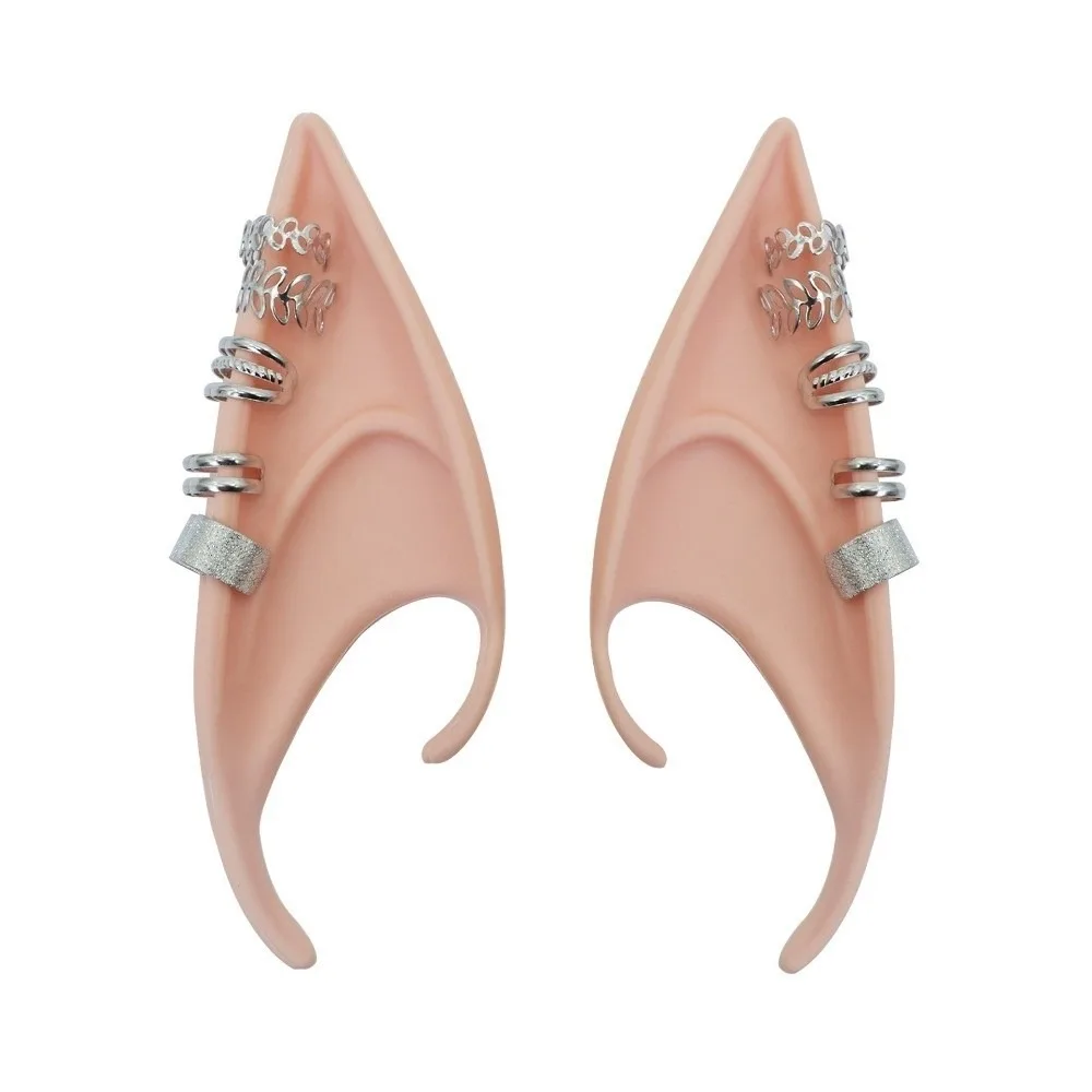 

1pair Creative Latex Elf Ears Cross Non-pierced False Ears with Earring Women Earrings Ear Cuff Jewelry Cosplay Accessories