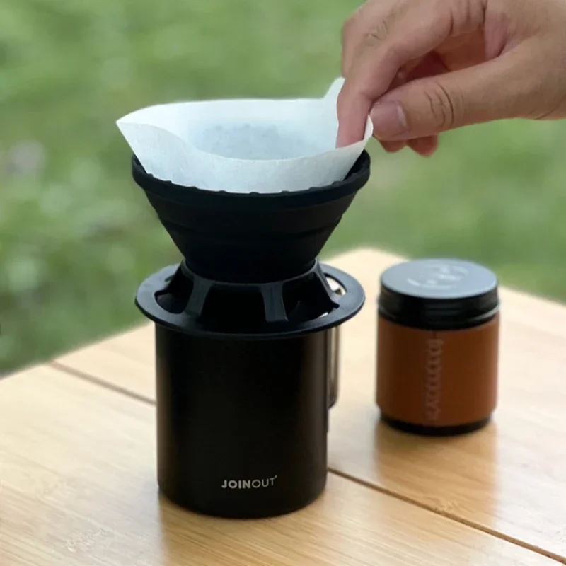 Travel Handmade Coffee Set Coffee Bean Sealed Can Outdoor Car Camping Portable Silicone Filter Cup Coffee Brewing Set New