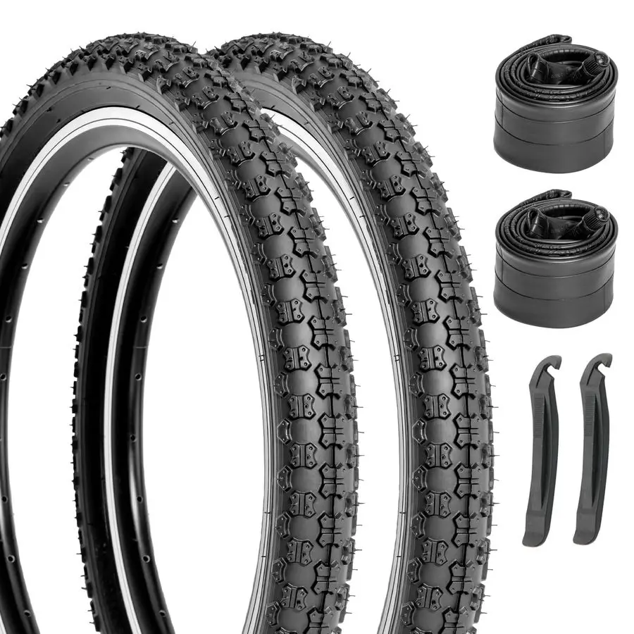 

Kids Bike Replacement Tires Set 2Pack 12.5 14 16 20x2.125 Inch Premium Butyl Rubber WearResistant Folding Bicycle Tires and 2 Pc