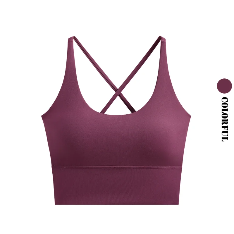 DRUR Women High Impact Sports Bra Summer Seamless Yoga Tank Top Shockproof Cross Back Workout Camisole Gym Clothes For Outdoor