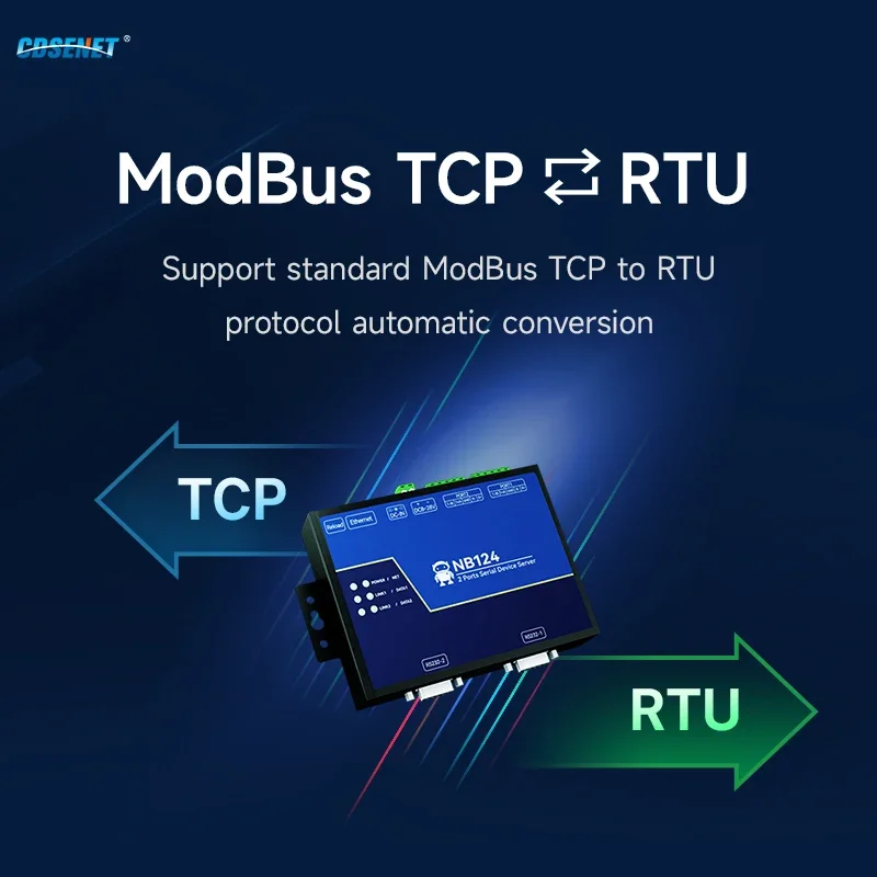 Imagem -03 - Servidor Serial Rs485 Rs232 Rs422 de Canais para Ethnernet Cdsenet Nb124s Tcp Udp Mqtt Http Modbus Gateway Tcp-rtu Verdog