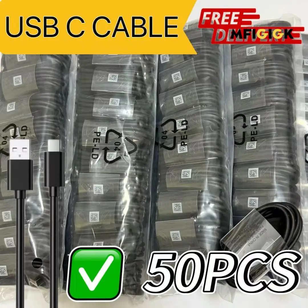 

MFIGlGK 50pcs Lot Type C Android Charger Data Lead Fast Charging USB C Cable Cord 4ft
