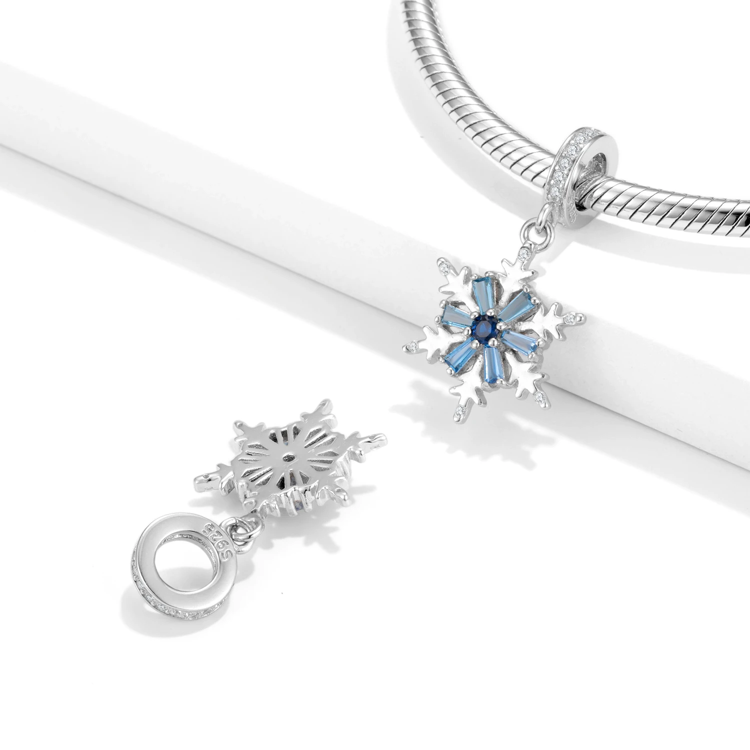 

KATAOKA 925 Sterling Silver Blue Dolphin Shark Heart Nail Polish Flower Pendant Charm Fit Original Bracelet Diy Jewelry Accessor