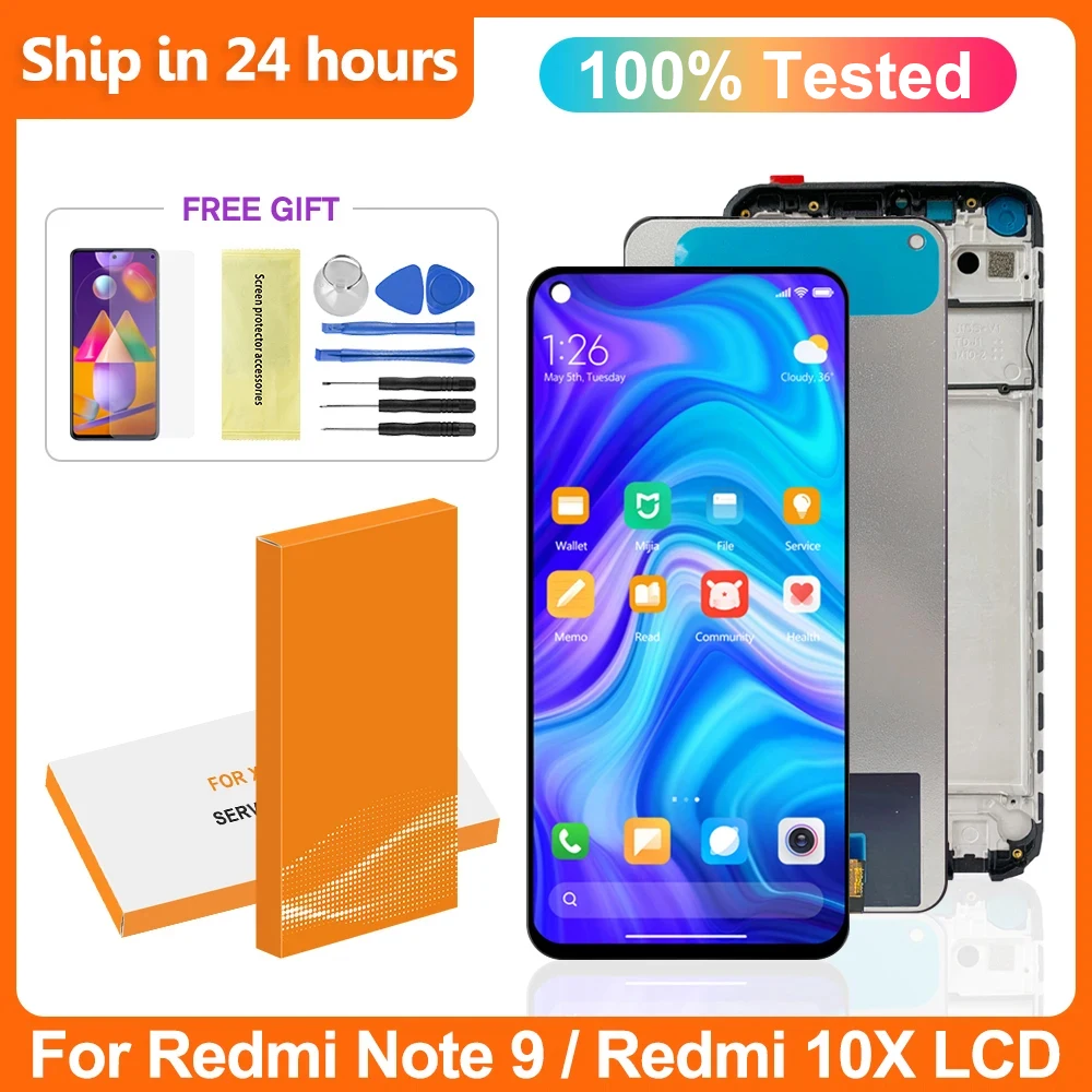 Note9 AMOLED For Xiaomi Redmi Note 9 4G LCD Display Touch Screen Replacement For Redmi 10X Screen M2003J15SG M2003J15SC Display