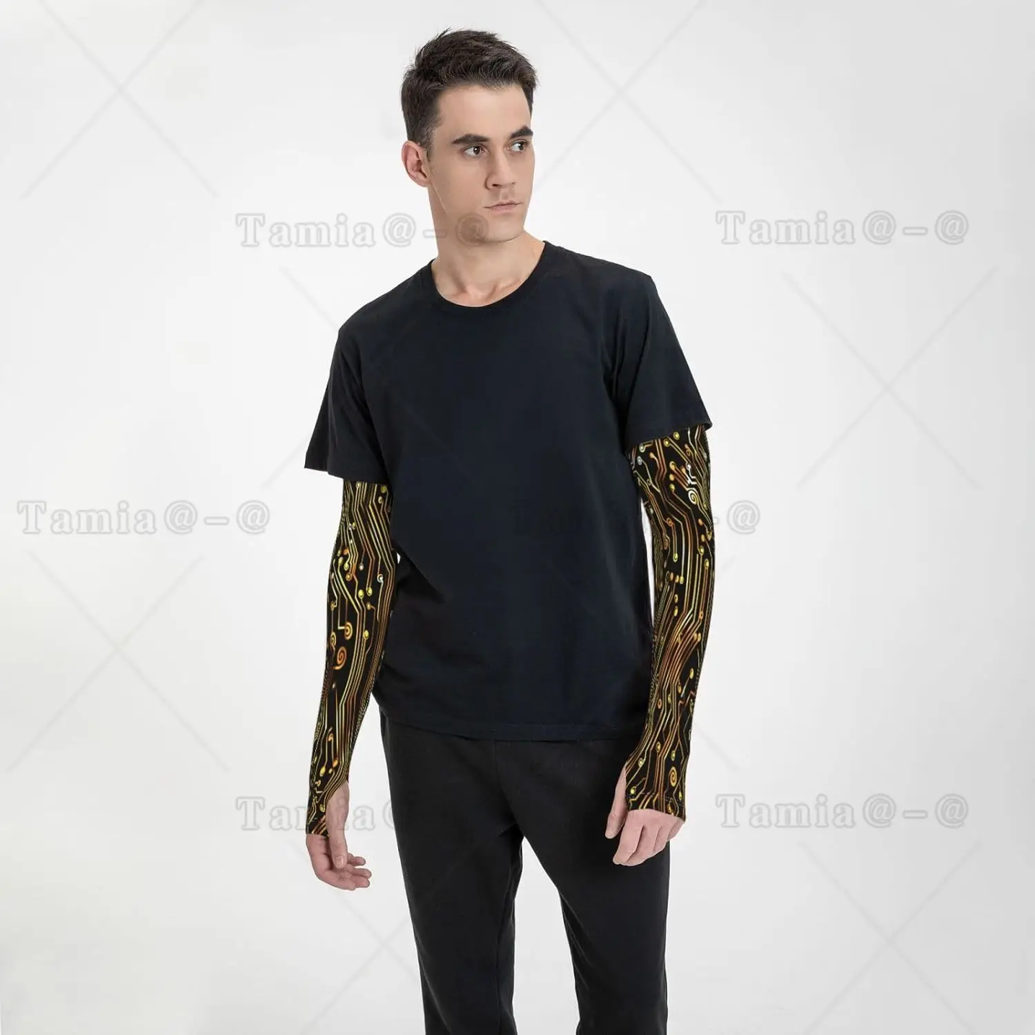 Circuit Board  Premium Cooling UV Protection Arm Sleeves  Breathable Ice Silk Fabric with Anti-Slip Design for Outdoor Sports