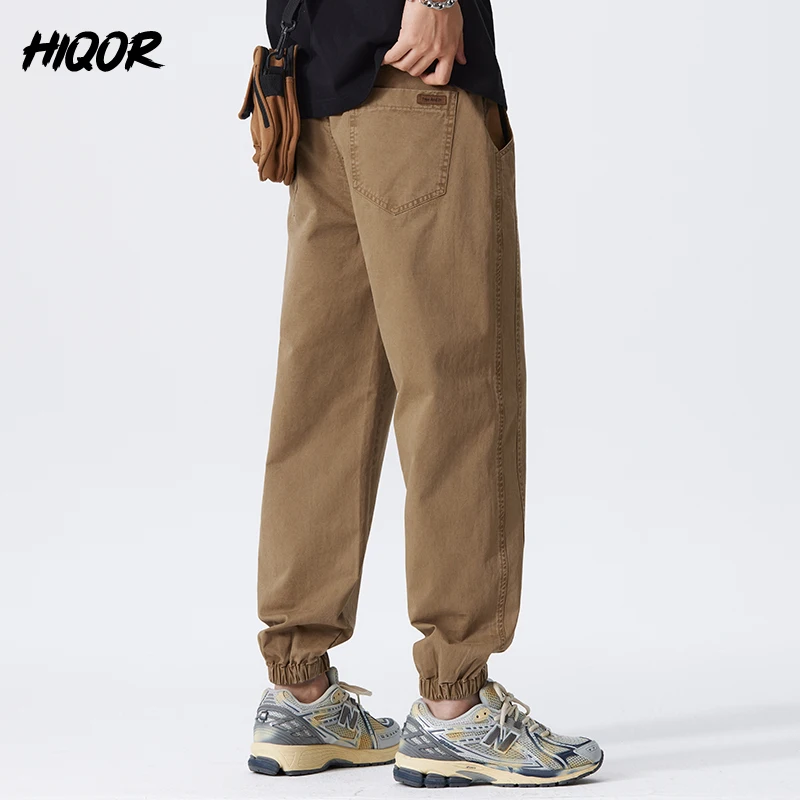 HIQOR New In Men\'s Casual Harem Cargo Pants High Quality 100% Cotton Sweatpants Summer Sport Joggers Patchwork Trousers For Men