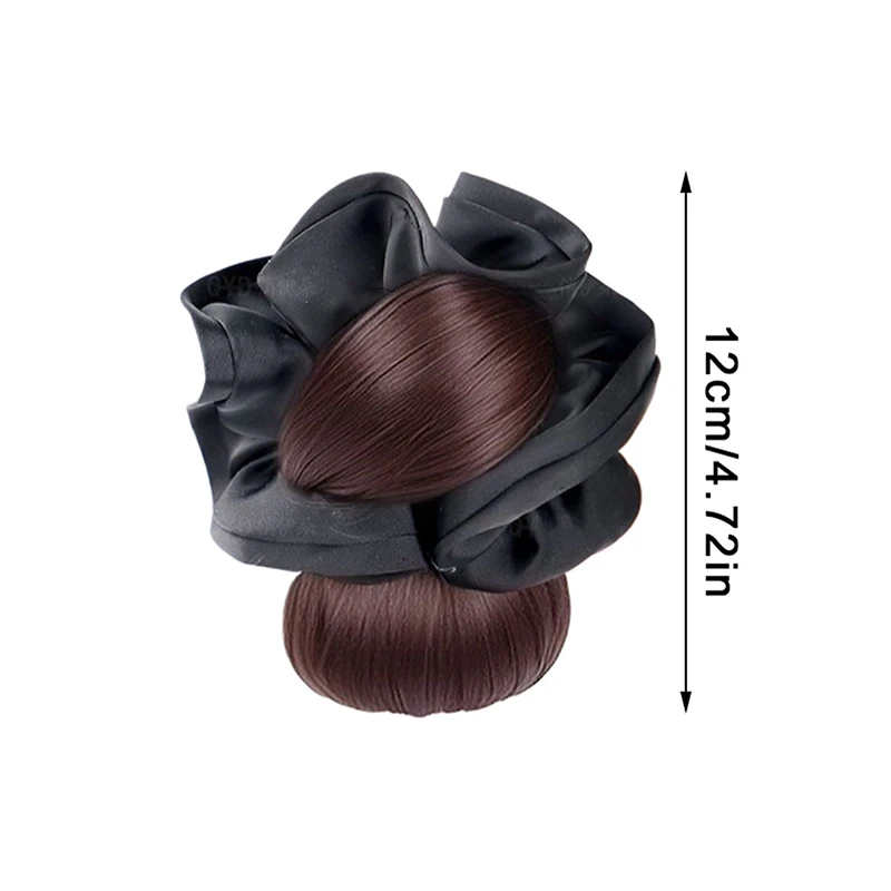 블랙과 브라운 색조의 헤어밴드가 포함된 자연스러워 보이는 인조 머리 번 클립