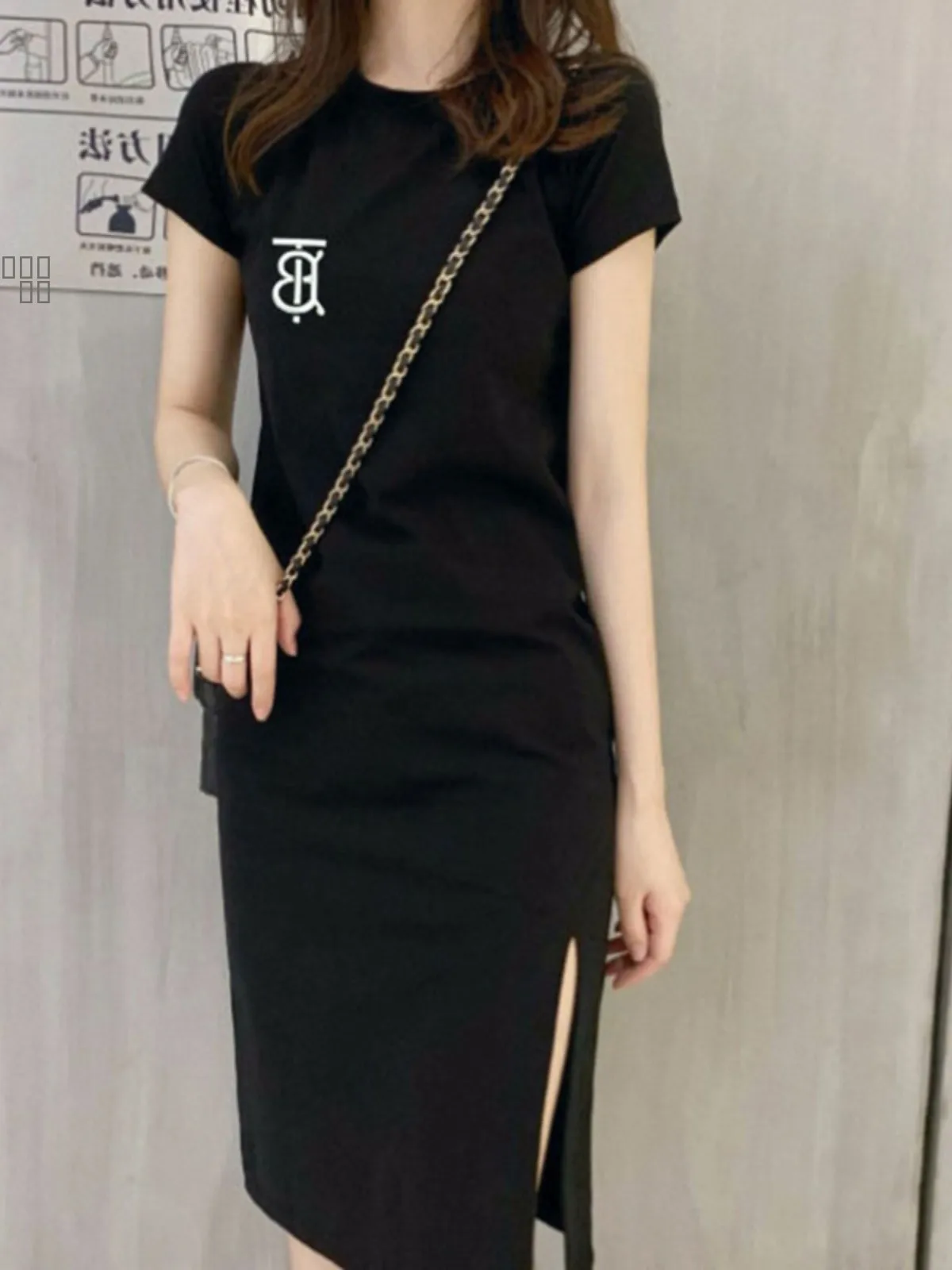 

Повседневное летнее женское платье-футболка с завышенной талией, длинная юбка с разрезом, одежда для беременных, черное, облегающее, базовый слой, платье-бодикон