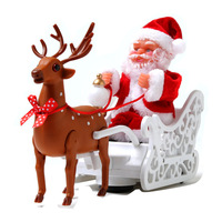 Deer Pulling Cart Music Electric Santa Claus Children's Toys Christmas Gifts Desktop Christmas Decorations Christmas Decorations