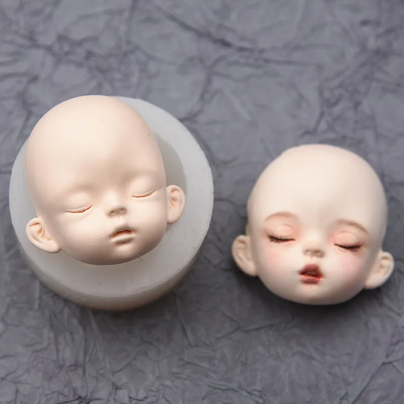 3D Ultra Light Clay Doll Face Silicone Mold Figure Face Resin Clay BJD Sleep Baby Doll Face Mold