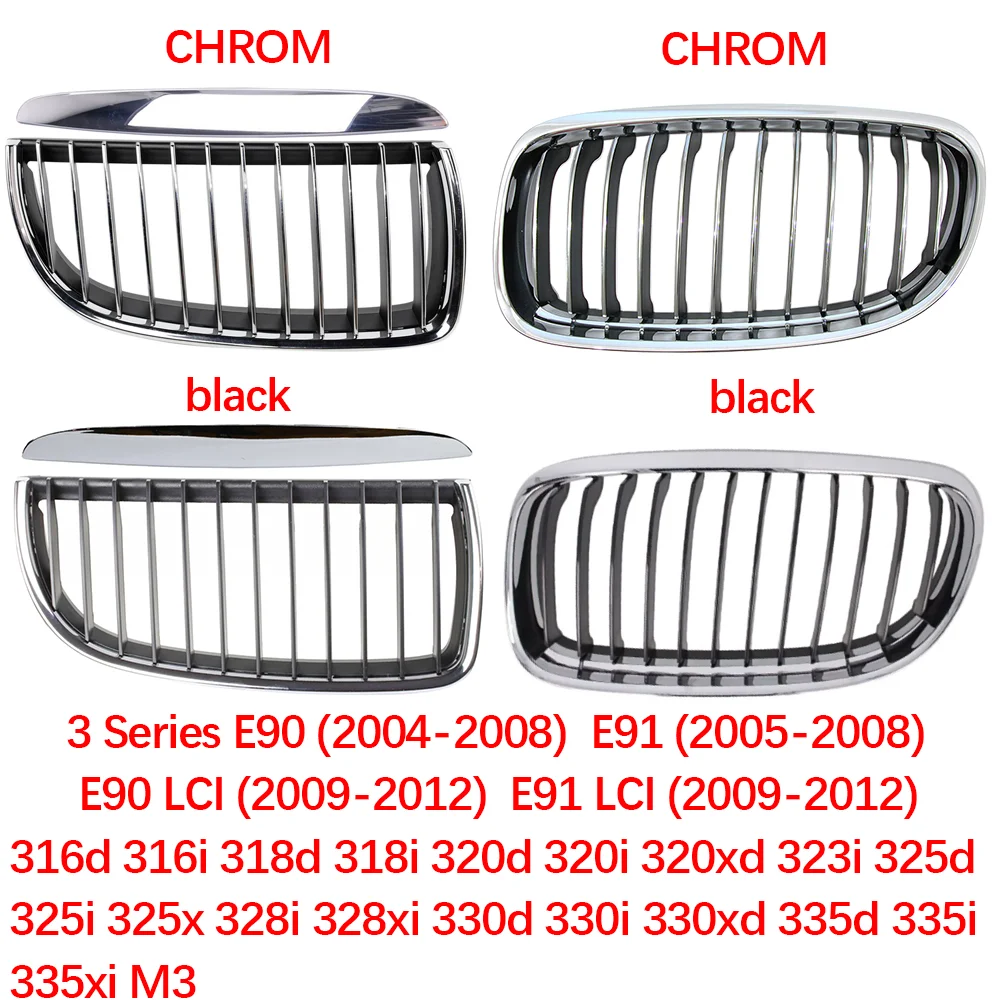 For BMW 3 series E90 E91 2004-2008 E90LCI E91LCI 2009-2012 316d 318i 320i 323i 325i 330d car Racing grills Double kidney grille