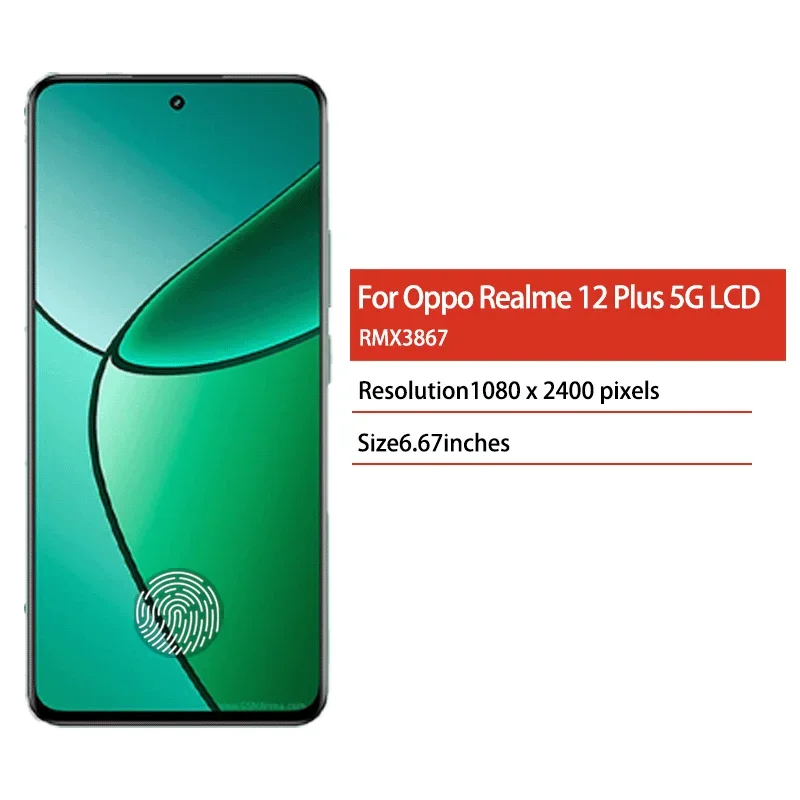 6.67“OLED For Realme 12 Plus 5G LCD Display Screen Touch Digitizer For Realme 12+ 5G Display RMX3867 Screen Replacement