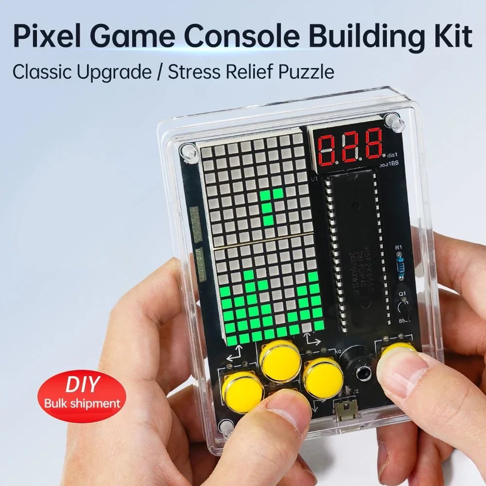 DIY Kit Electronic 7 Pixel Game Console LED Dot Matrix Digital Tube Display DIY Welding Practice Kit for Kids