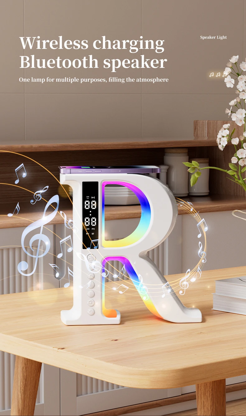 Multi-Function RGB Wireless Charger with Bluetooth Speaker & Night Light - Image 2