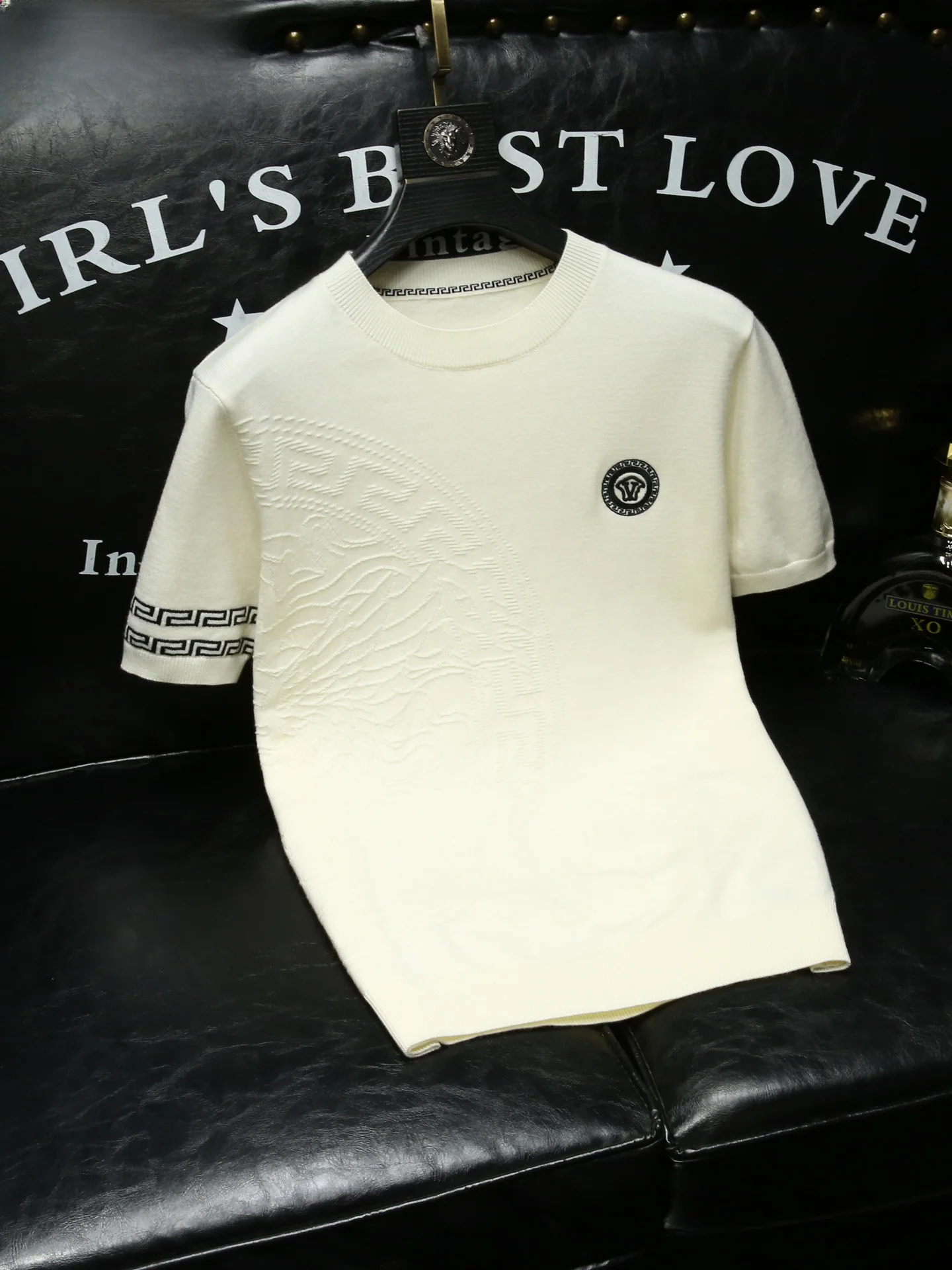 

Ele Embroidered Slim Fit ort Sve Men's Wool Sweater Faionable Base Layer irt f Sve Knitwear for Autumn Winter