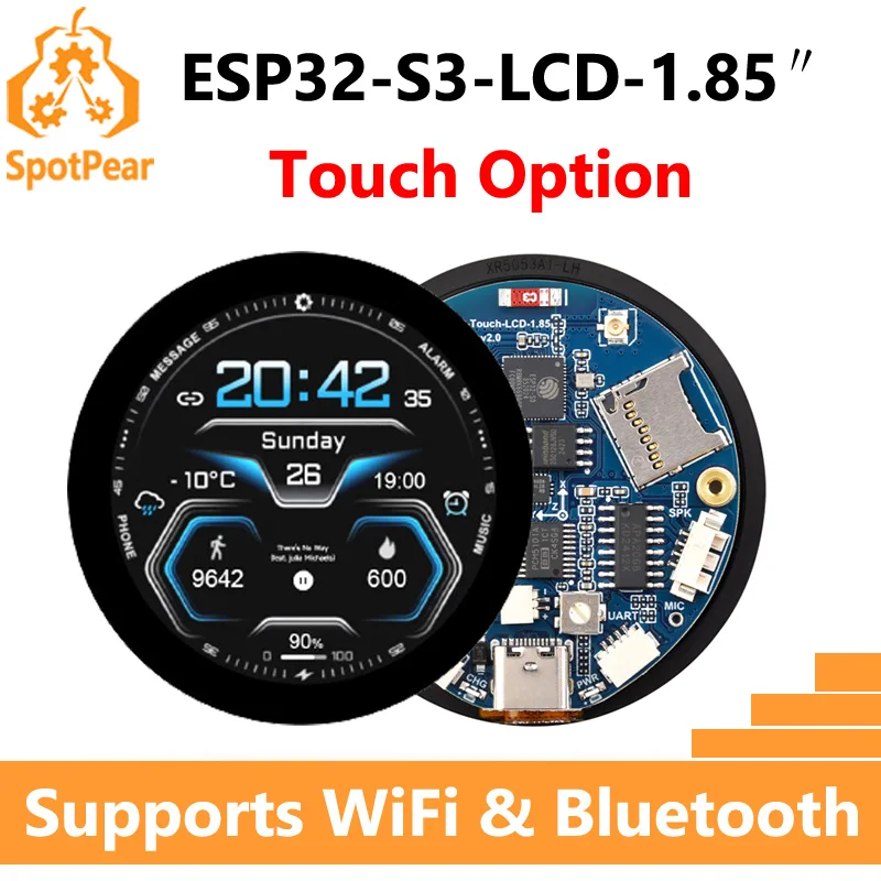 

Waveshare ESP32-S3 1.85inch Touch LCD Option ESP32 with 1.85 inch IPS Display 360×360 Supports WiFi & Bluetooth