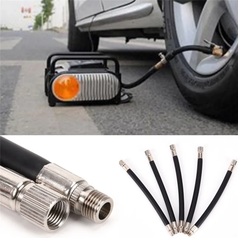 1Pc Flexible Rubber Tyre Valve Extension 160mm Twin Wheel Lorry Van Bus Adapter Black