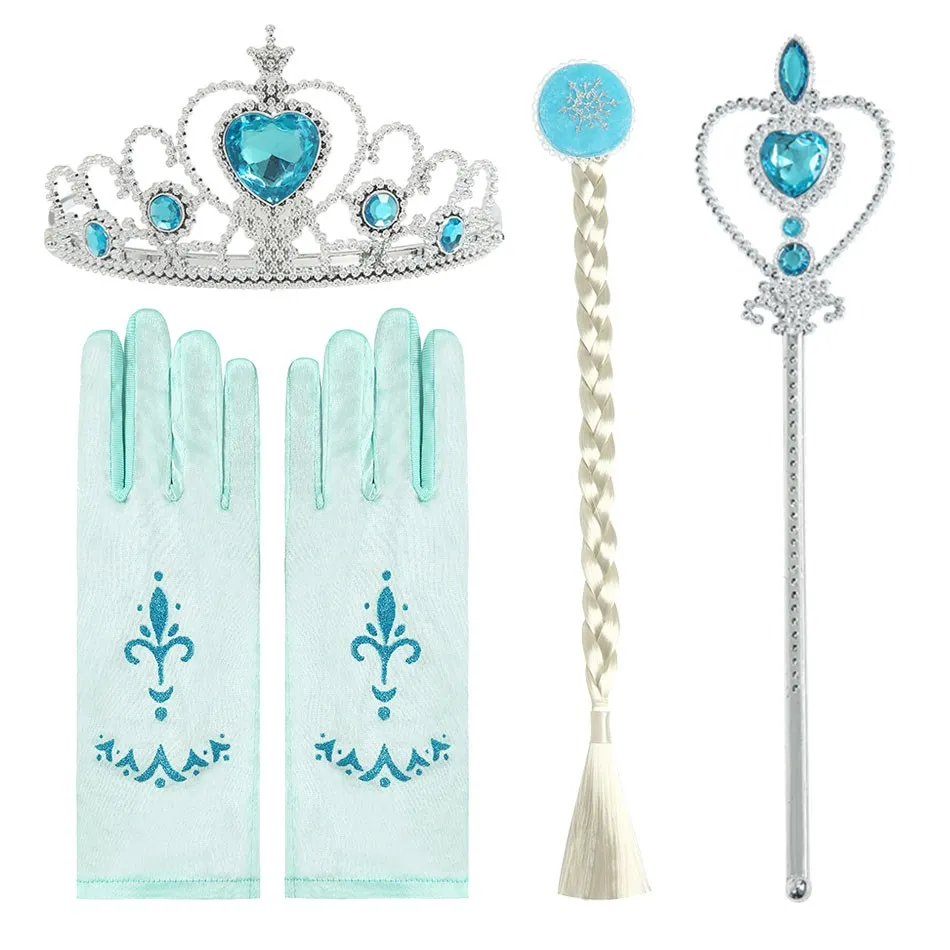 Children Princess Party Accessories Girl Cosplay Costume Kit Kids Crown Wand Gloves Earrings Ring Necklace Multi Color Supply