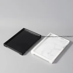 Resin Tray Creative Black White Marbling Rectangular Round Storage Plate Bedroom Jewelry Bathroom Toiletries Storage Tray