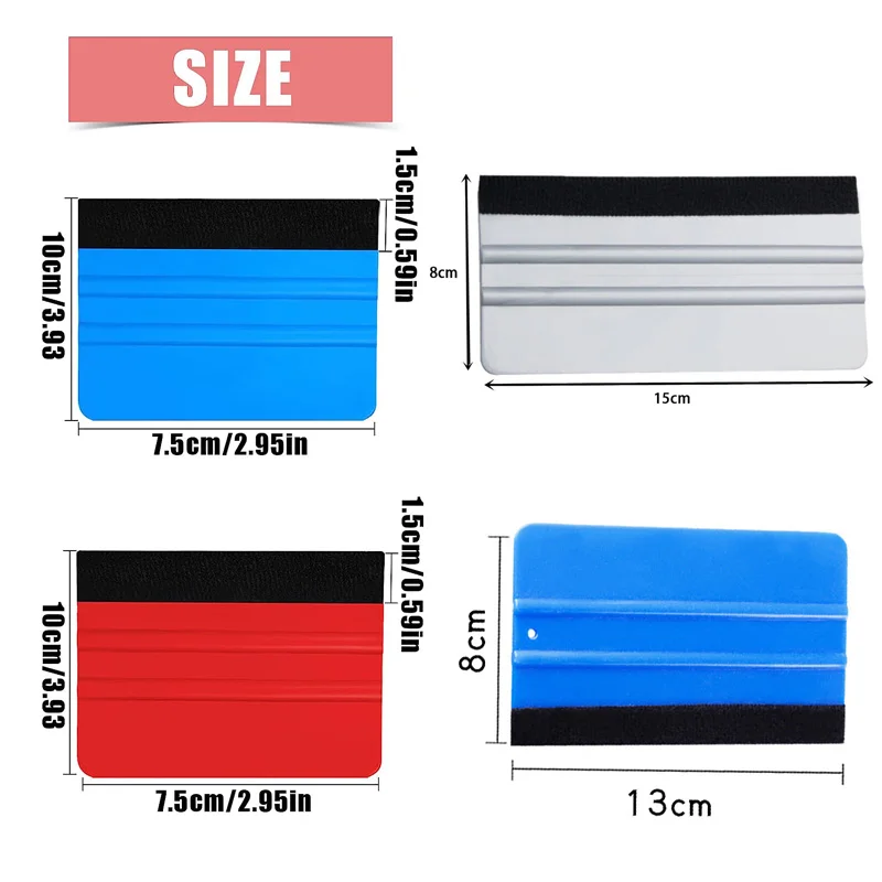 1Pc Plastic Squeegee with Felt Edge Car Vinyl Wrap Scraper Felt Squeegee Wrapping Tool Decal Applicator Wallpaper Smoothing Tool