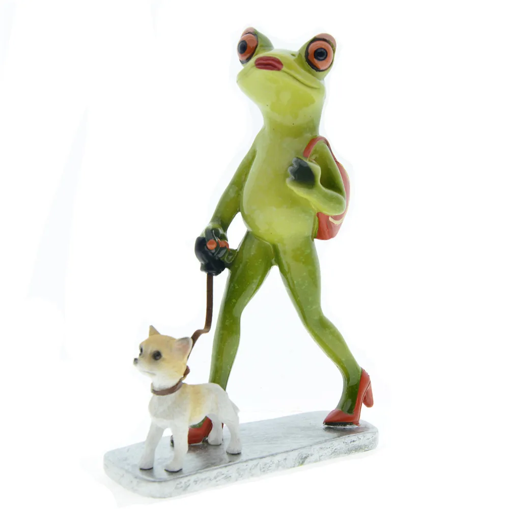 Nordic Elegant Leggy Frog Lady Figurines Shopping Frog Sculpture Resin Animal Statues Funny Frog Home Desktop Living Room Decor