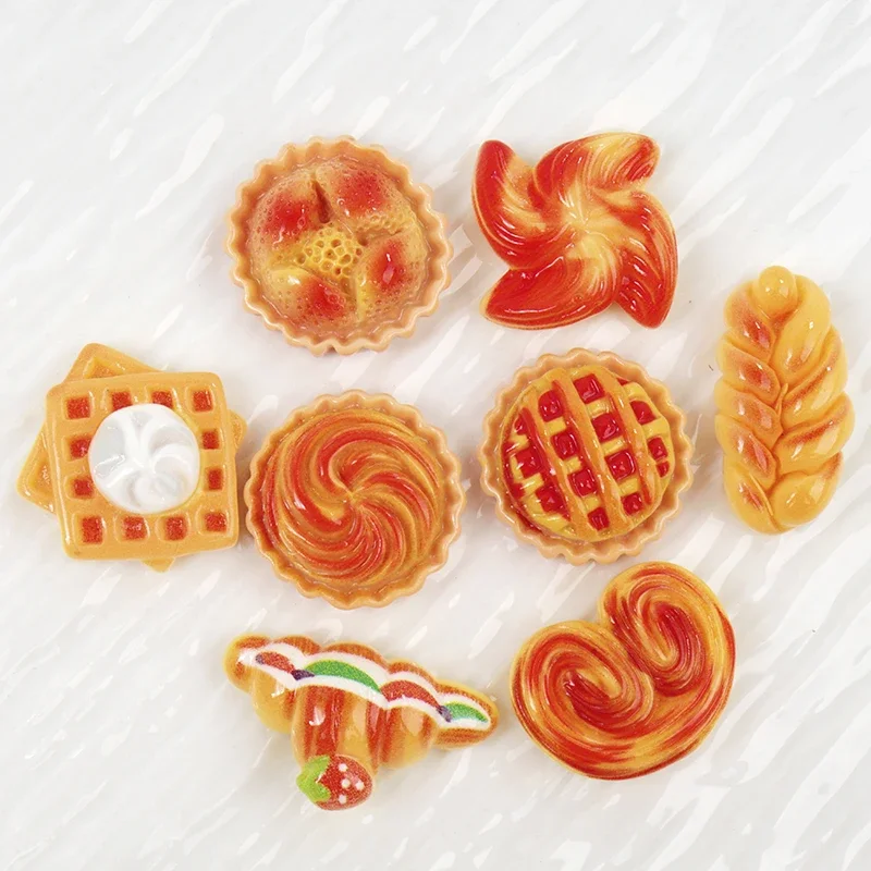 10/100pcs Bread Pizza Kawaii Resin Craft DIY Accessories Scrapbook Material Parts Flatback Cabochon Embellishments Planar Charms