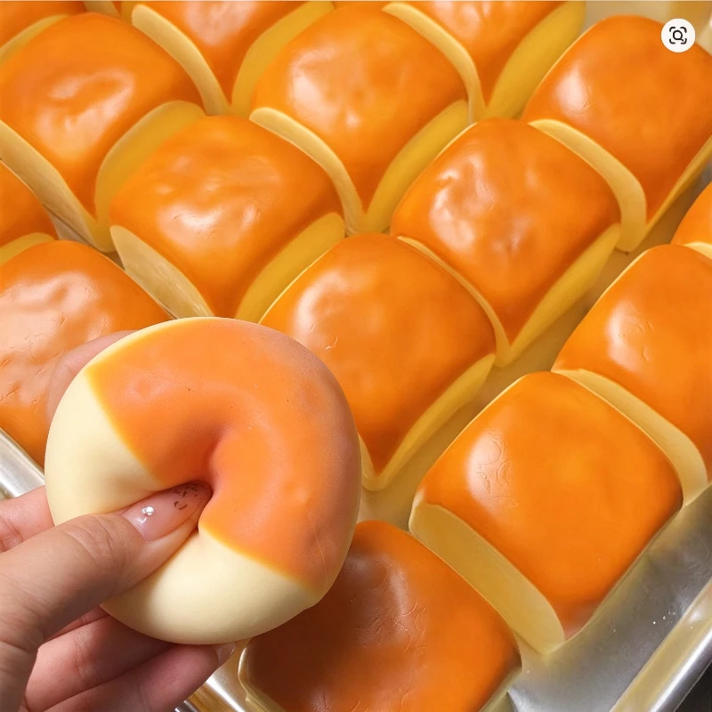 Crunchy Bread Squishy Toy Cute Bread Shape Squeeze Stress Relief Sensory Fidget Desk Toy Gift for Office Study Daily Relaxation