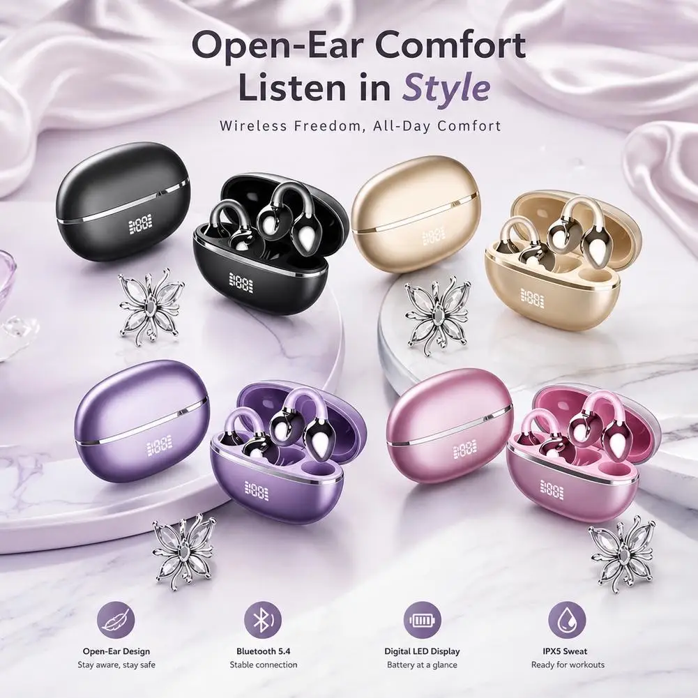 Earrings Wireless Earphones Bluetooth Earphones Noise Reduction Call Wireless Earphones Come With Extra Crystal Diamond Butterfl