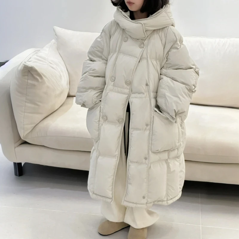 ZOETOPKID Winter Coat New Children's Outwear Thick and Cotton Western Style Solid Color Medium To Long Hooded Cotton Jacket