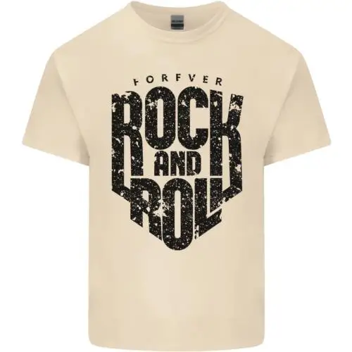 Forever Rock and Roll Music Mens Cotton T-Shirt Tee Top