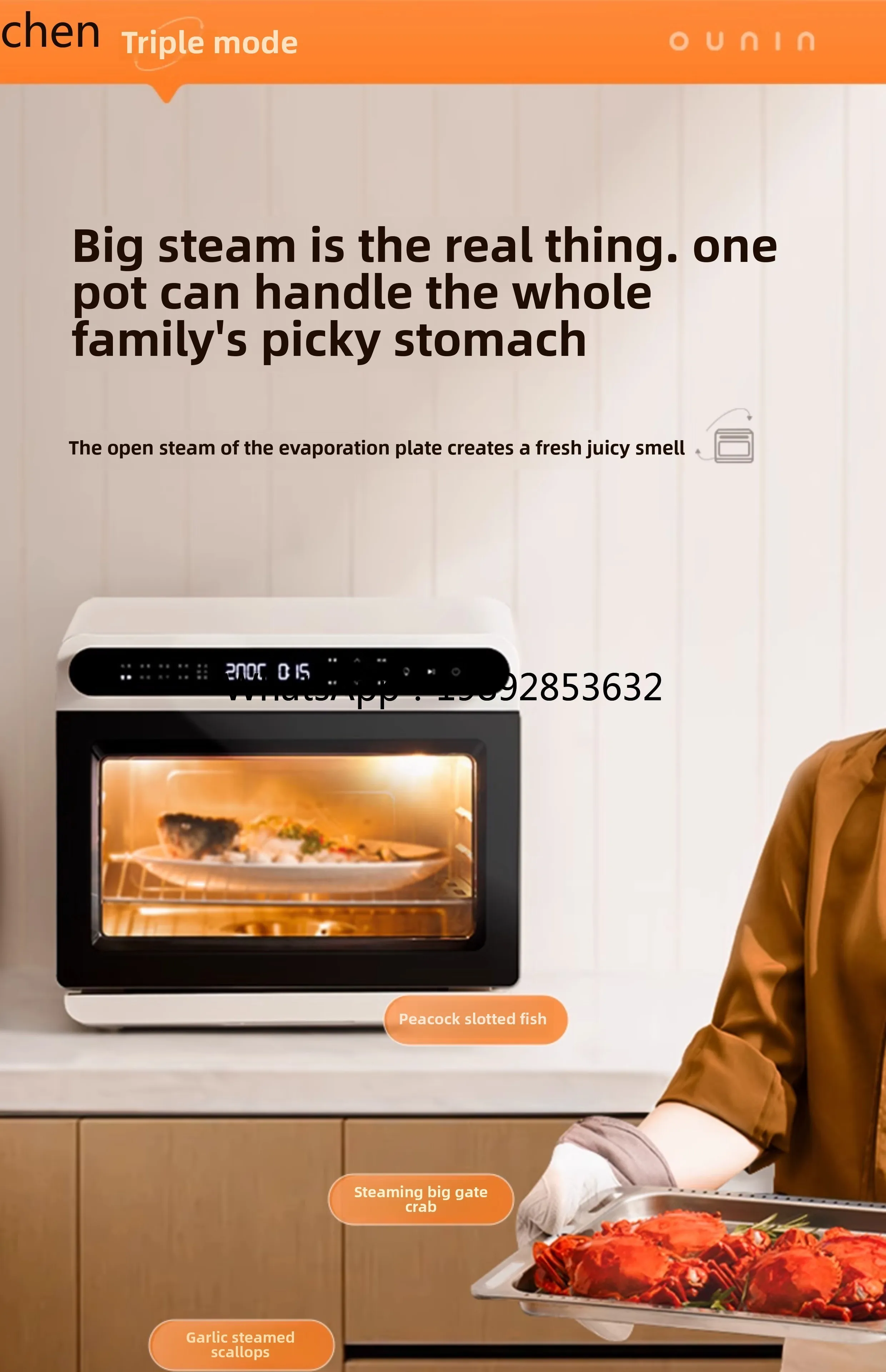 Forno a vapor para assar forno elétrico doméstico máquina de cozinhar, assar e fritar fritadeira a ar