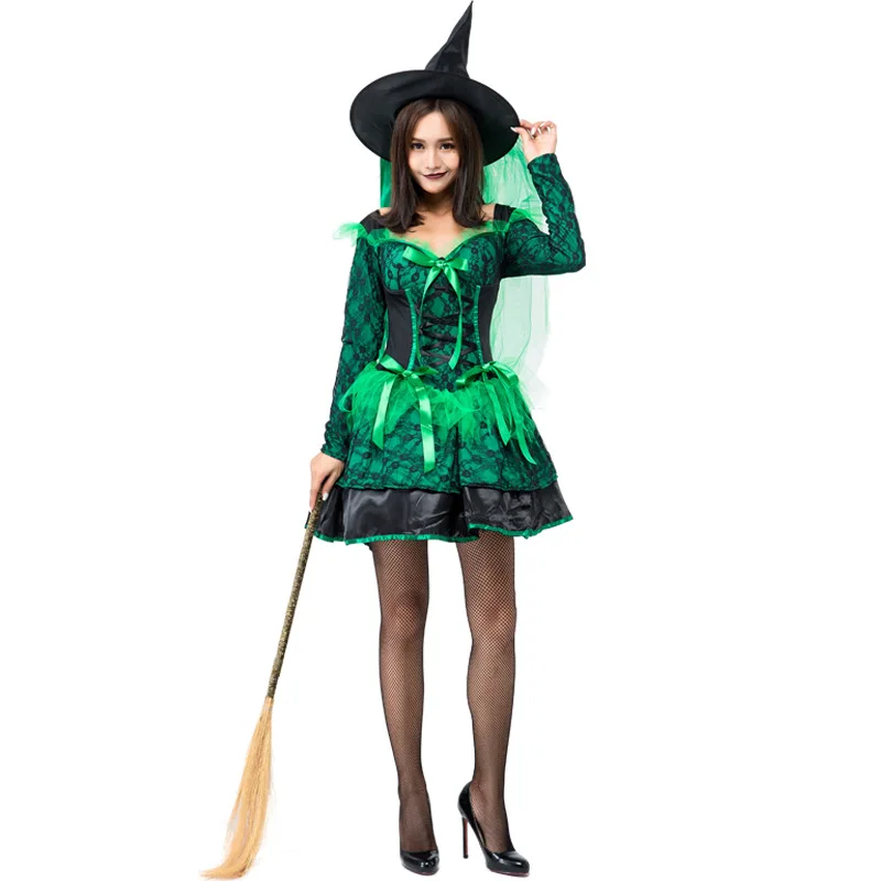 een loween Witch Cosplay ort Skirt Cute Little Devil Costume with Hat Lace Puffy  Dr Women's Traditional Costume