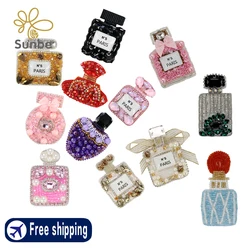 5PCS Perfume Embroidery Rhinestone Applique Patch Sew on Crystal Beaded Appliques Decorative Badge DIY Sewing Garment Accessorie