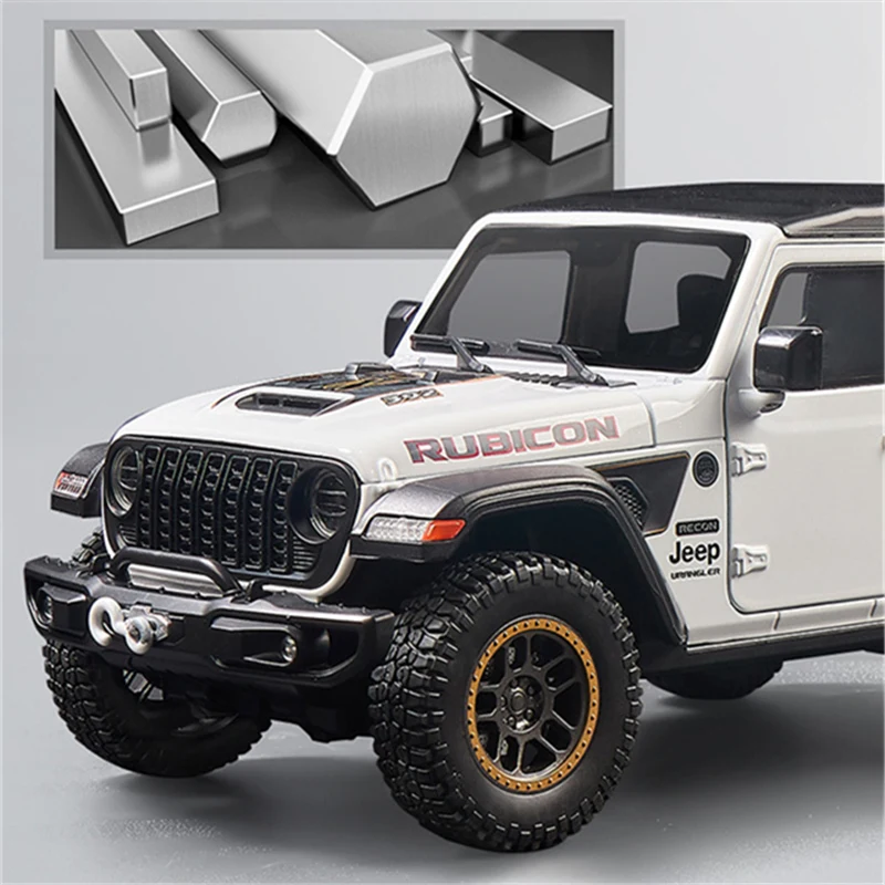 1:18 Jeeps Wrangler Rubicon Alloy Off-road Vehicles Car Model Diecast & Toy Metal Car Model Simulation Sound and Light Kids Gift