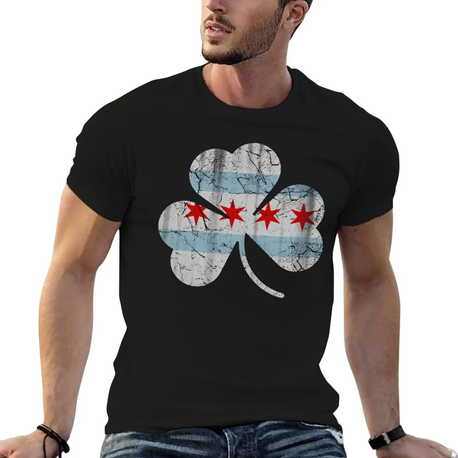 Vintage Irish Flag of Chicago Shamrock T-Shirt new gifts and t-shirts custom t shirt men graphic t shirts