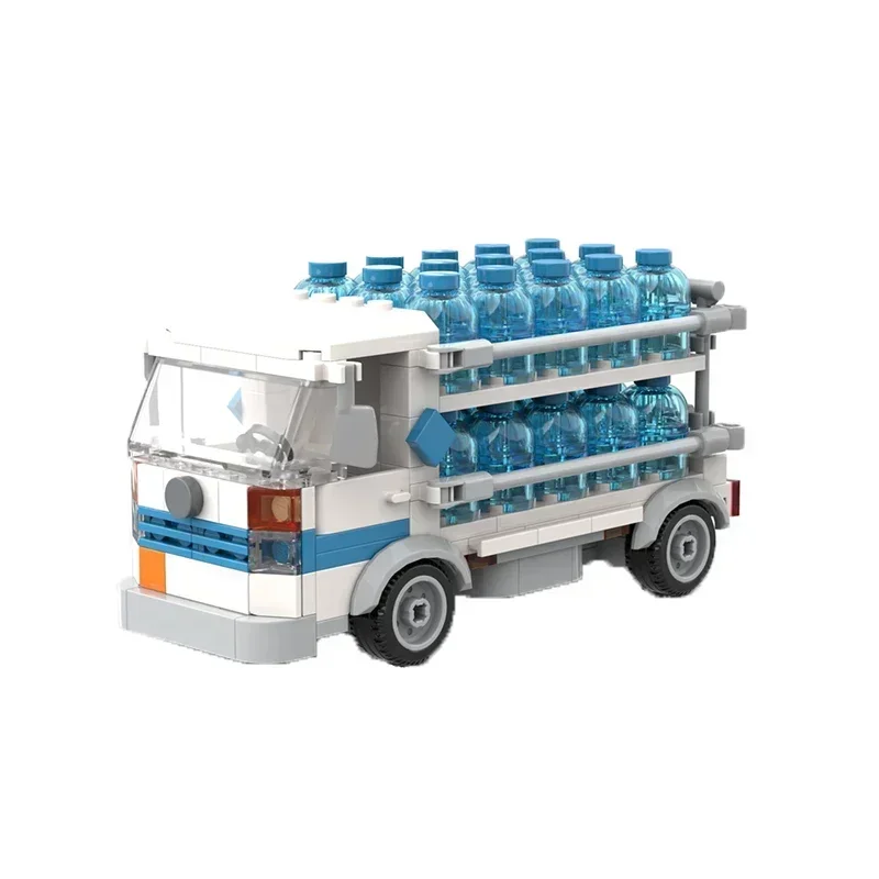 Modello di auto da città MOC Mattoni da costruzione Camion per la consegna di gas e acqua Tecnologia modulare Regali Vacanza Assemblare Giocattoli per bambini Vestito